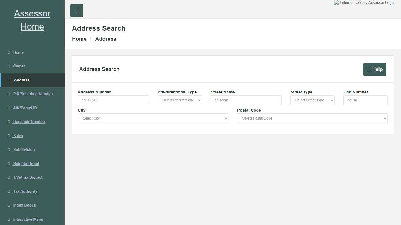 Assessor Property Records Search - Address Search
