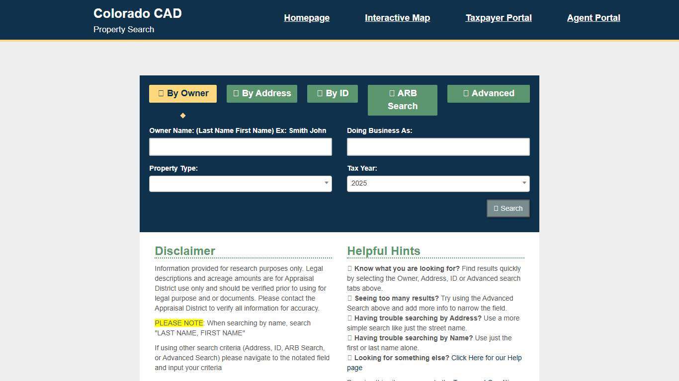 Colorado CAD Property Search