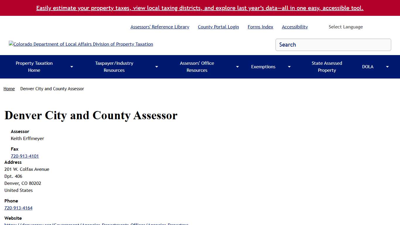 Denver City and County Assessor | Colorado Department of Local Affairs Division of Property Taxation